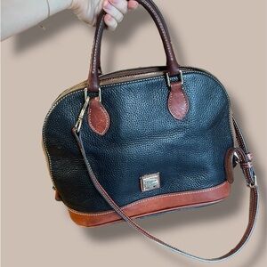 $338 Dooney & Bourke Black Pebble Grain Zip Zip Leather Satchel See Photos